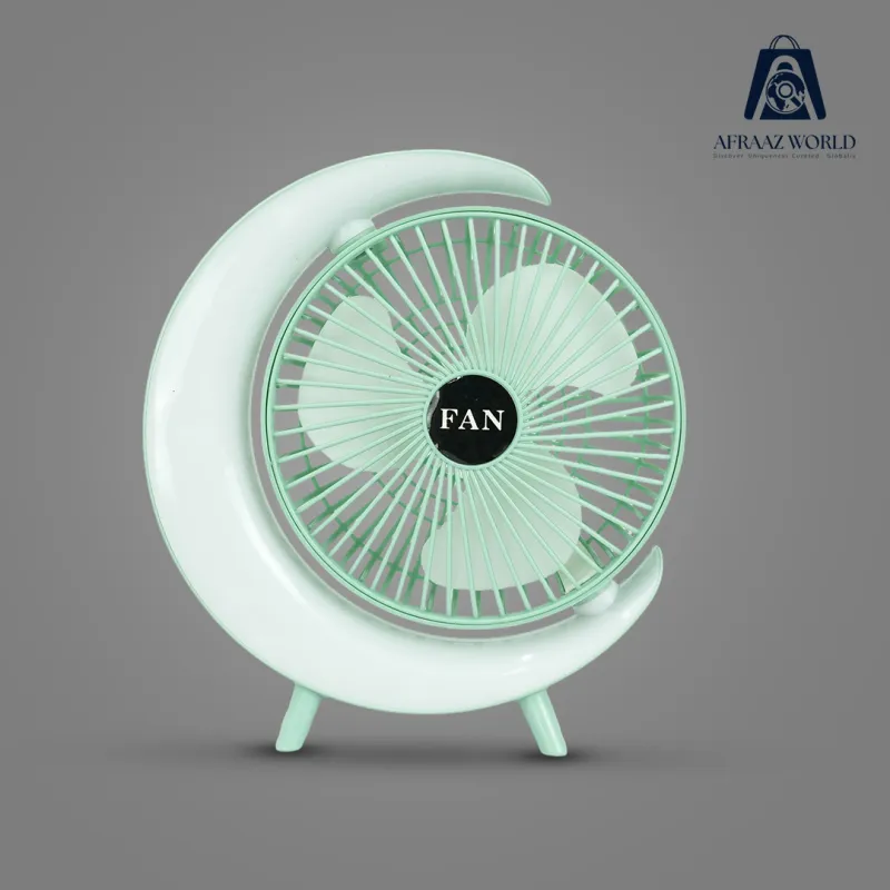 USB Rechargeable Portable Fan with 7-Color LED Light – Compact 180° Adjustable Electric Fan for Camping, Travel & Desktop Use – 3 Wind Speed Modes